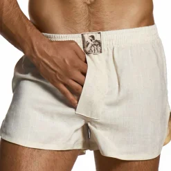 Modus Vivendi Shorts / Caleçons-Caleçon en Lin Blanc Cassé