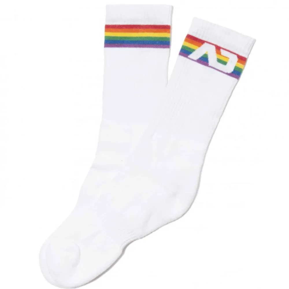 Addicted Chaussettes-Chaussettes AD Rainbow Blanches