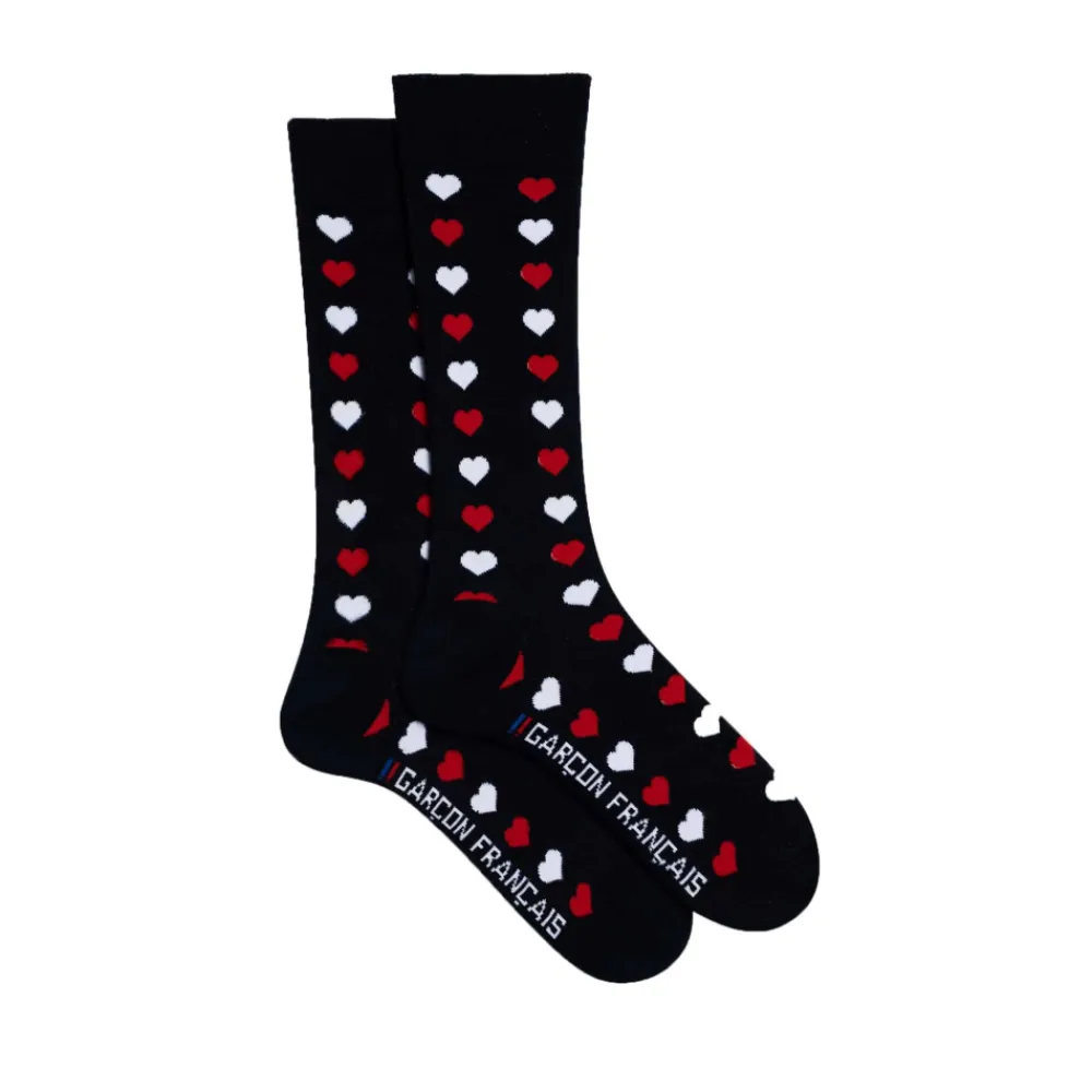 Garçon Français Chaussettes-Chaussettes Basses Coton Cœurs Bleu Marine