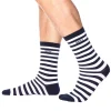 SKU Chaussettes-Chaussettes Basses Coton Marinière - Bleu Marine - Blanc