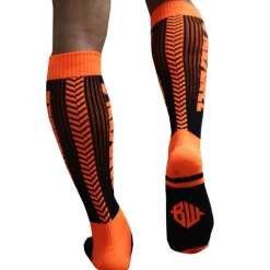 Breedwell Chaussettes-Chaussettes Hautes Eternity - Orange Fluo - Noir