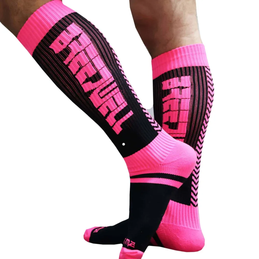 Breedwell Chaussettes-Chaussettes Hautes Eternity - Rose Fluo - Noires