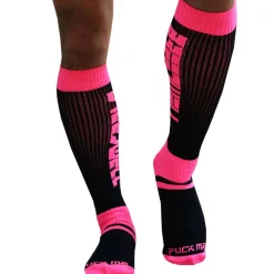 Breedwell Chaussettes-Chaussettes Hautes Eternity - Rose Fluo - Noires