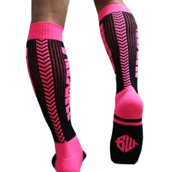 Breedwell Chaussettes-Chaussettes Hautes Eternity - Rose Fluo - Noires