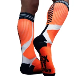 Breedwell Chaussettes-Chaussettes Hautes Sucker Orange Fluo