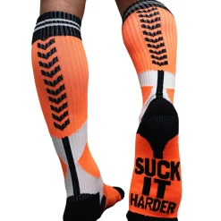 Breedwell Chaussettes-Chaussettes Hautes Sucker Orange Fluo
