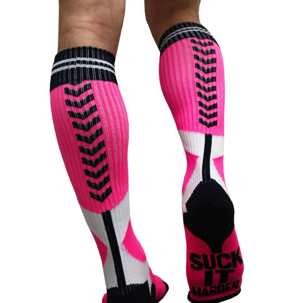 Breedwell Chaussettes-Chaussettes Hautes Sucker Rose Fluo