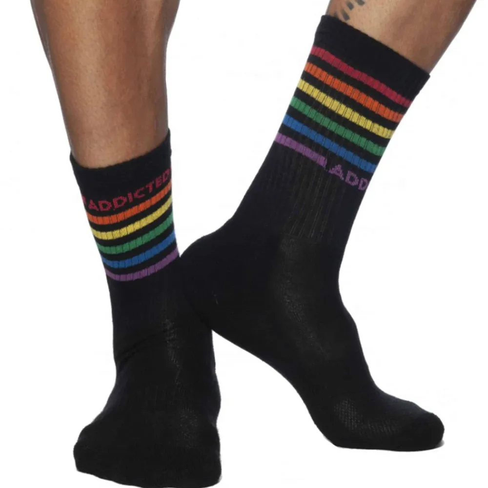 Addicted Chaussettes-Chaussettes Rainbow Noires