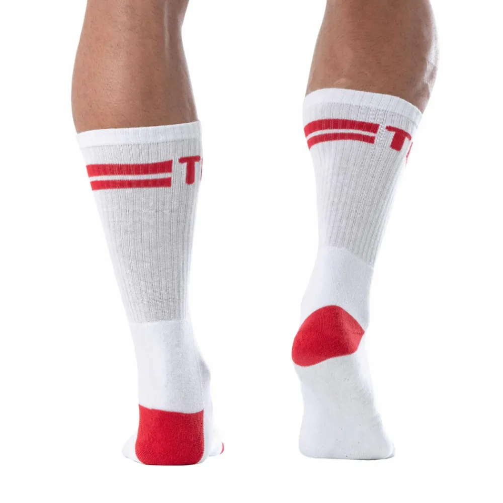 TOF Paris Chaussettes-Chaussettes Sport Blanc - Rouge
