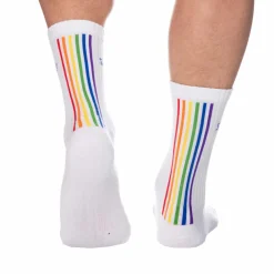 SKU Chaussettes-Chaussettes Sport Rainbow Blanches