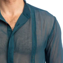 L'Homme invisible Hauts|Chemises / Polos-Chemise Tunique Chantilly Bleu Paon