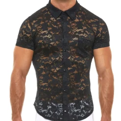 Modus Vivendi Tenues Sexy|Chemises / Polos-Chemisette Dentelle Florale Noir