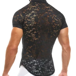 Modus Vivendi Tenues Sexy|Chemises / Polos-Chemisette Dentelle Florale Noir