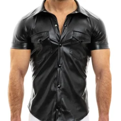 Modus Vivendi Chemises / Polos-Chemisette Leather Simili-Cuir Noire