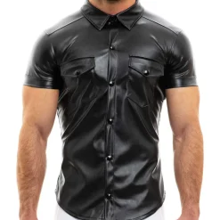Modus Vivendi Chemises / Polos-Chemisette Leather Simili-Cuir Noire