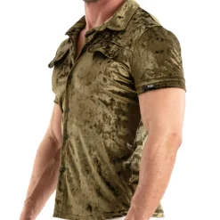 TOF Paris Chemises / Polos-Chemisette Velours Froissé Kaki