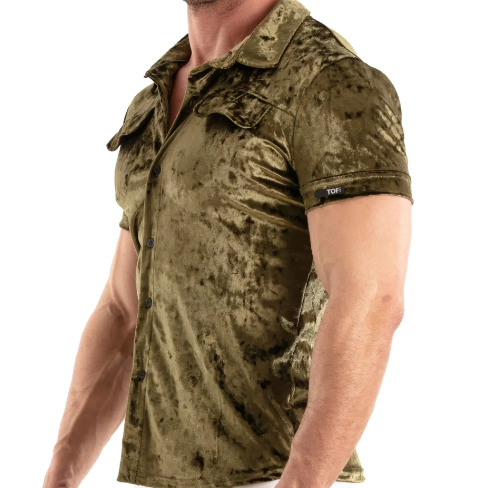 TOF Paris Chemises / Polos-Chemisette Velours Froissé Kaki