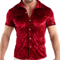 TOF Paris Chemises / Polos-Chemisette Velours Froissé Rouge