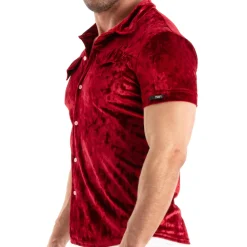 TOF Paris Chemises / Polos-Chemisette Velours Froissé Rouge