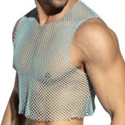 ES Collection Tenues Sexy|Débardeurs-Crop Top Beachy Résille Bleu Ciel