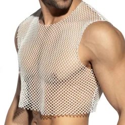 ES Collection Tenues Sexy|Débardeurs-Crop Top Beachy Résille Blanc