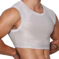 Marcuse Tenues Sexy|Débardeurs-Crop Top Glisten Blanc - Argent