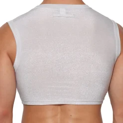 Marcuse Tenues Sexy|Débardeurs-Crop Top Glisten Blanc - Argent