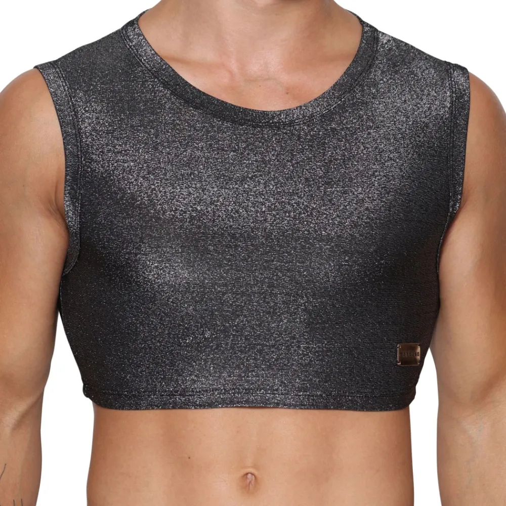Marcuse Tenues Sexy|Débardeurs-Crop Top Glisten Noir - Argent