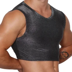 Marcuse Tenues Sexy|Débardeurs-Crop Top Glisten Noir - Argent
