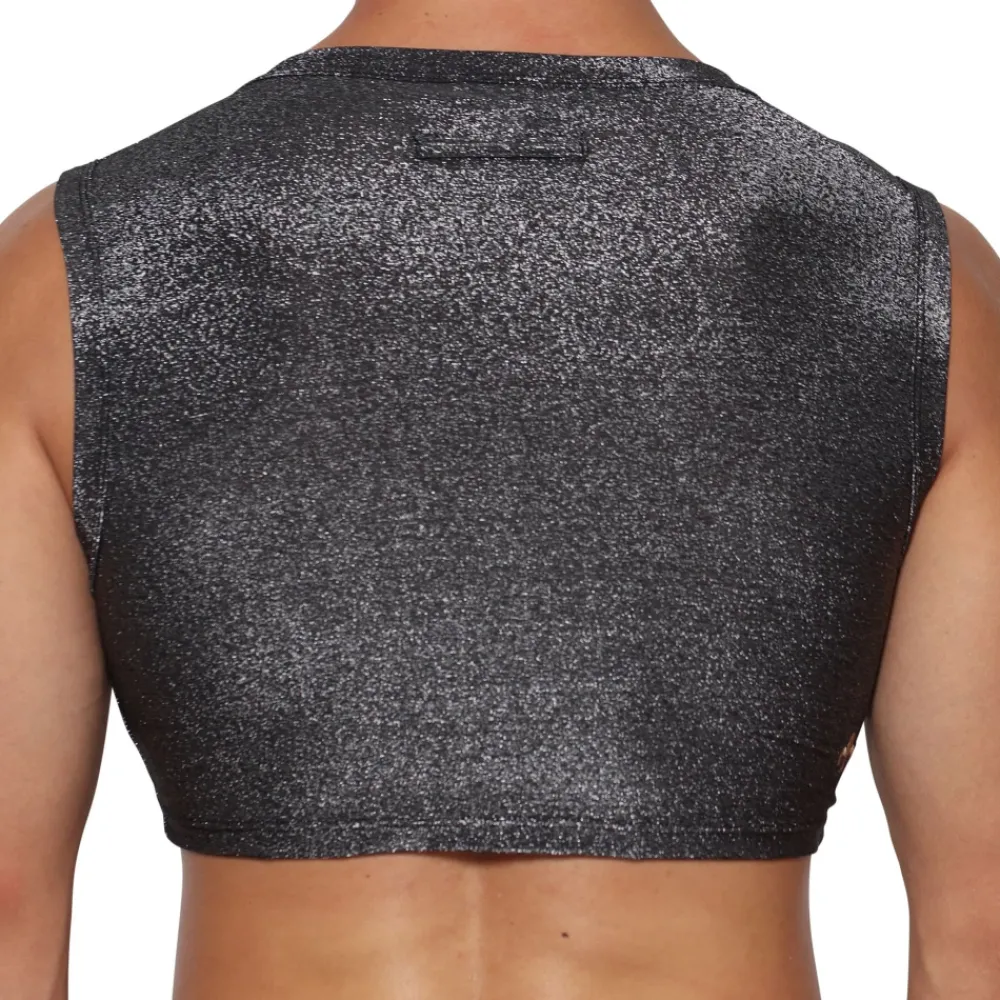 Marcuse Tenues Sexy|Débardeurs-Crop Top Glisten Noir - Argent