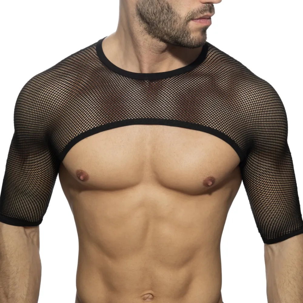 Addicted Tenues Sexy|Harnais-Crop Top Mesh Noir