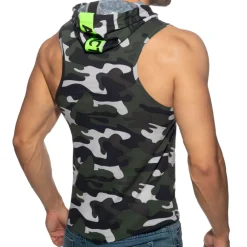 Addicted Débardeurs-Débardeur à Capuche Bande Logo Camouflage