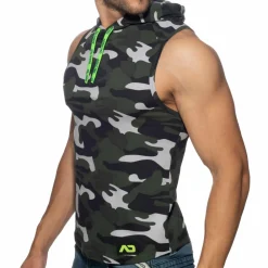 Addicted Débardeurs-Débardeur à Capuche Bande Logo Camouflage