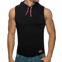 Addicted Débardeurs-Débardeur à Capuche Bande Logo Noir