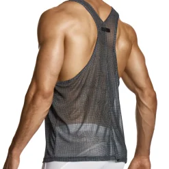 Modus Vivendi Débardeurs-Débardeur Abstract Résille Gris Anthracite