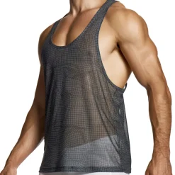 Modus Vivendi Débardeurs-Débardeur Abstract Résille Gris Anthracite