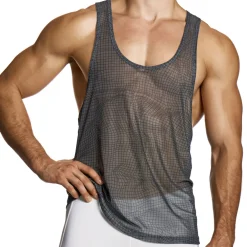 Modus Vivendi Débardeurs-Débardeur Abstract Résille Gris Anthracite