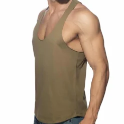 Addicted Débardeurs-Débardeur Basic Gym Kaki