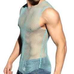 ES Collection Tenues Sexy|Débardeurs-Débardeur Beachy Résille Bleu Ciel