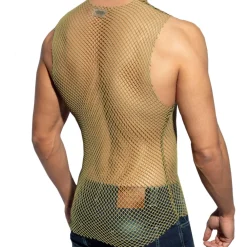 ES Collection Tenues Sexy|Débardeurs-Débardeur Beachy Résille Kaki