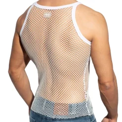 ES Collection Tenues Sexy|Débardeurs-Débardeur Beachy Strap Résille Blanc