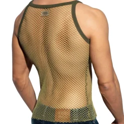 ES Collection Tenues Sexy|Débardeurs-Débardeur Beachy Strap Résille Kaki