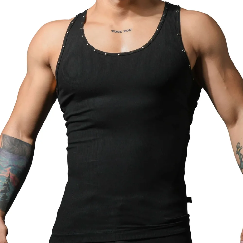 Andrew Christian Débardeurs-Débardeur Beater Clouté Noir