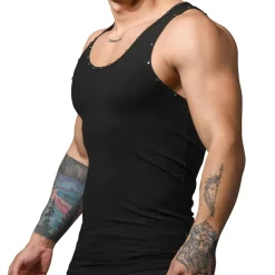 Andrew Christian Débardeurs-Débardeur Beater Clouté Noir