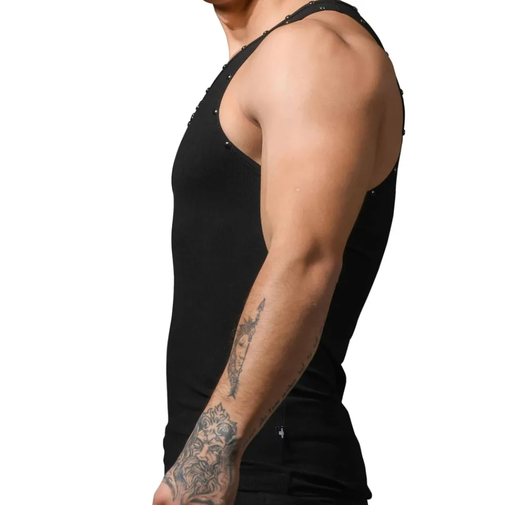 Andrew Christian Débardeurs-Débardeur Beater Clouté Noir