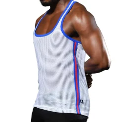 Andrew Christian Débardeurs-Débardeur Col Carré en Mesh Blanc