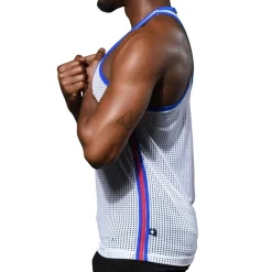 Andrew Christian Débardeurs-Débardeur Col Carré en Mesh Blanc