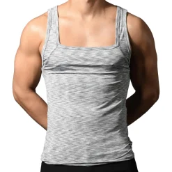 Andrew Christian Débardeurs-Débardeur Col Carré Vibe Gris Chiné