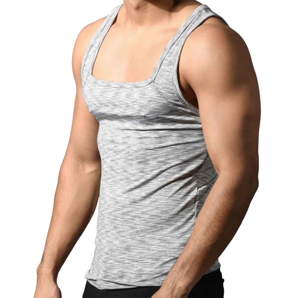 Andrew Christian Débardeurs-Débardeur Col Carré Vibe Gris Chiné