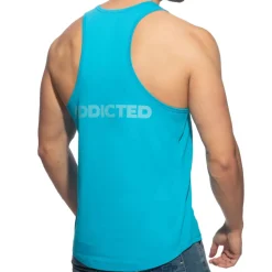 Addicted Débardeurs-Débardeur Col U Coton Bleu Turquoise